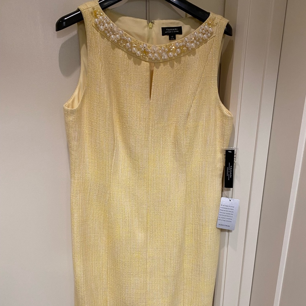 NWT Tahari Dress. Size 12. Butter yellow.